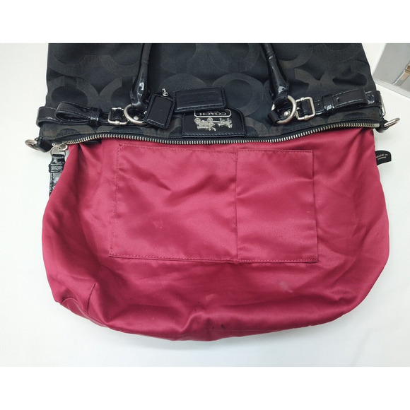 Coach Madison Signature Black Canvas Leather Zip Top Handle Satchel - Picture 11 of 16